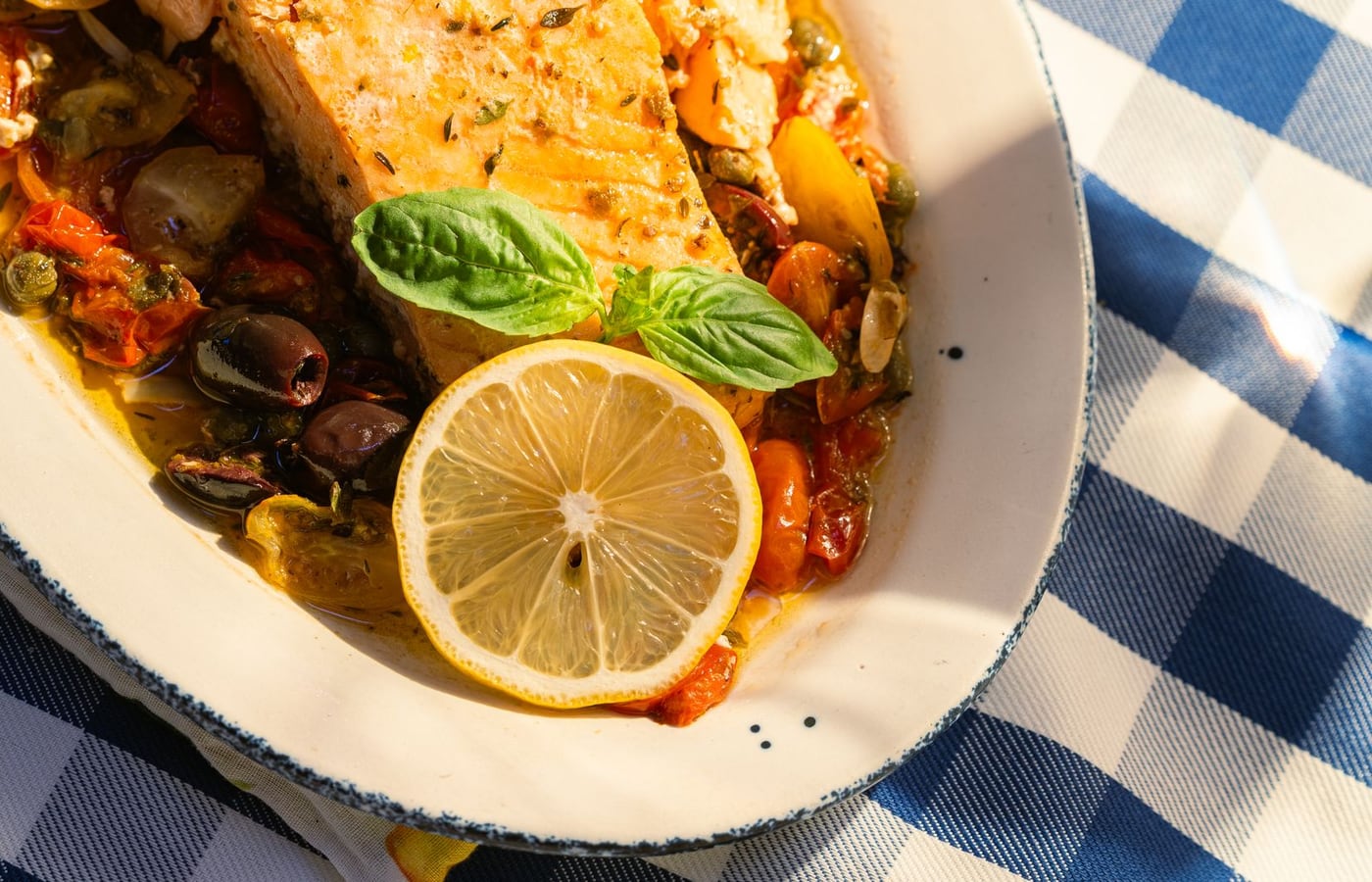Baked Cod with Olives & Tomato